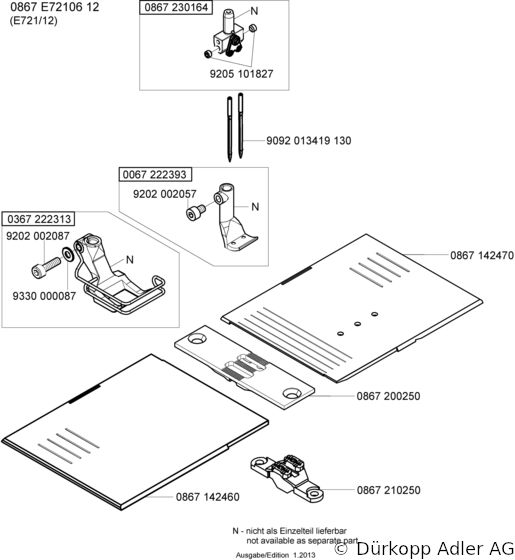 867-290040-70 Dürkopp Adler 2-Needle lockstitch flatbed longarm bottom feed, needle feed and alternating foot top feed sewing machine (0867 990103 089)