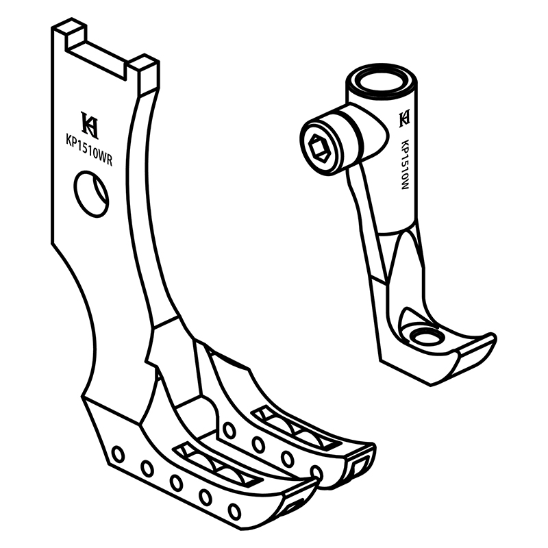 KP1510WR Presser Feet with Roller — Standard Presser Feet Set with Roller Presser foot width : 15.5 mm Feeding foot width : 6 mm