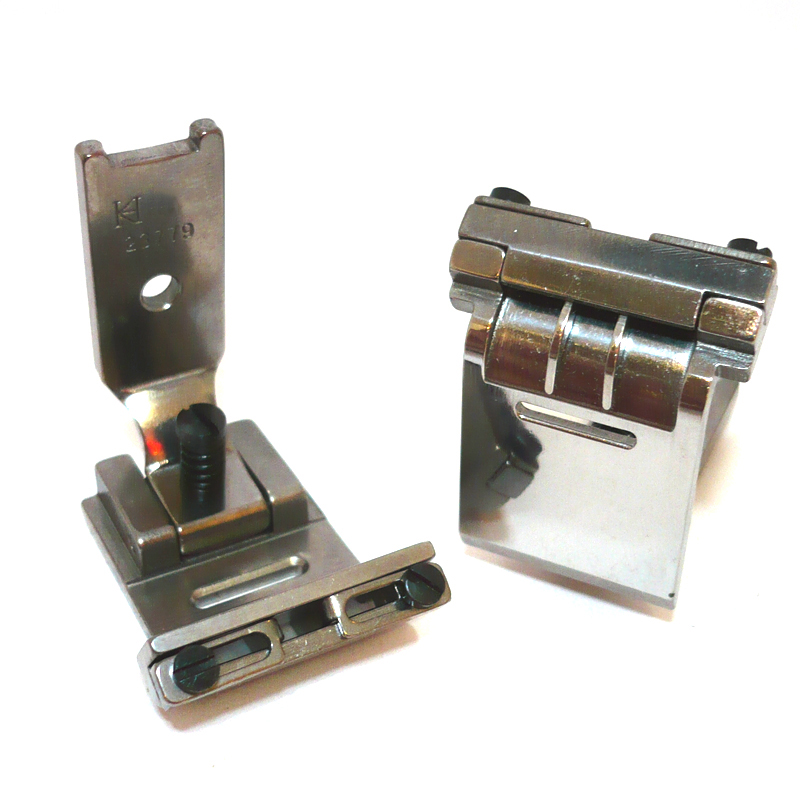 23779 Tape Attaching Foot — Tape Attaching Foot for Singer / Juki Zigzag Machine Elastic tape size can be adjusted. Elastic Tape Size : 3 ~ 15mm Needle Hole Width : 11mm Presser Foot Width : 22mm