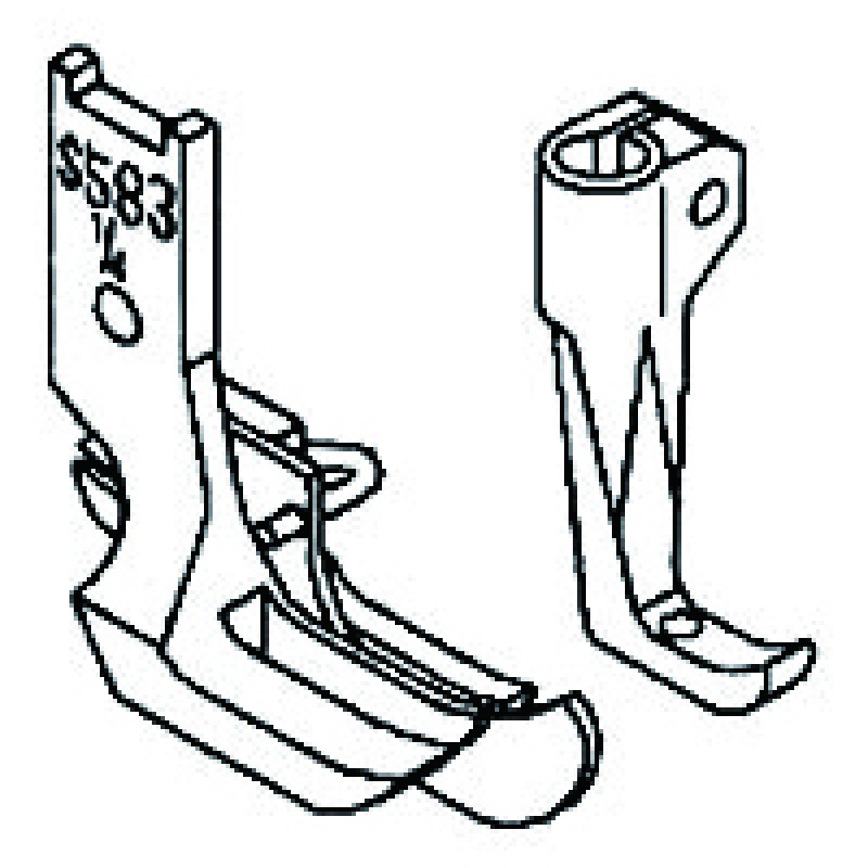 S583 Presser Foot + S584 Feeding Foot — Right Compensating Guide *Options: The space between needle hole and right guide Suitable for: