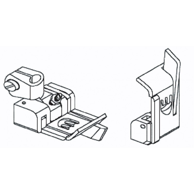 2300R Guiding Foot — Right Guiding Foot for Coverstitch Machine The space between right needle and right guide: 1.8mm Presser Bar Internal Diameter: 6.0mm