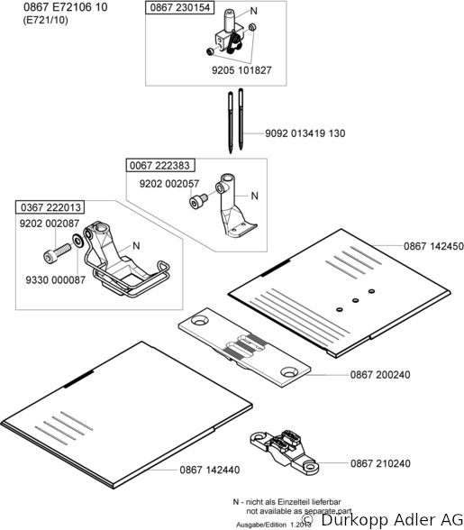 867-290040-70 Dürkopp Adler 2-Needle lockstitch flatbed longarm bottom feed, needle feed and alternating foot top feed sewing machine (0867 990103 048)
