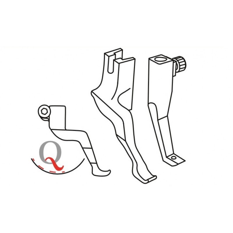 KP267Q Presser Feet — For upturned material, head rest or seam with a large drop-height * Must be used with KH267Q-NP/FD * Presser foot size: Width : 4.3mm Pressing length : 6mm Feeding foot size: Width : 4.5mm Pressing length : 6.5mm