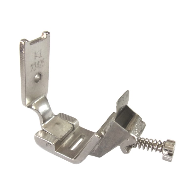 23425 Elastic Shirring Foot — Elastic Shirring Foot for Singer / Juki Zigzag Machine Elastic tape tension can be adjusted by screw. Needle Hole Width : 10mm Presser Foot Width : 18mm