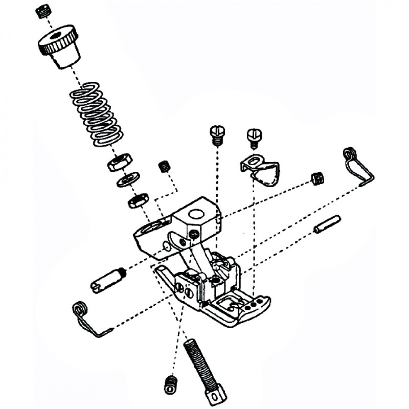 K3500 Presser Foot with Center Guide — Presser Foot with Center Guide for Coverstitch Machine Center guide is adjustable and removable. Presser Bar Internal Diameter: 6.0mm