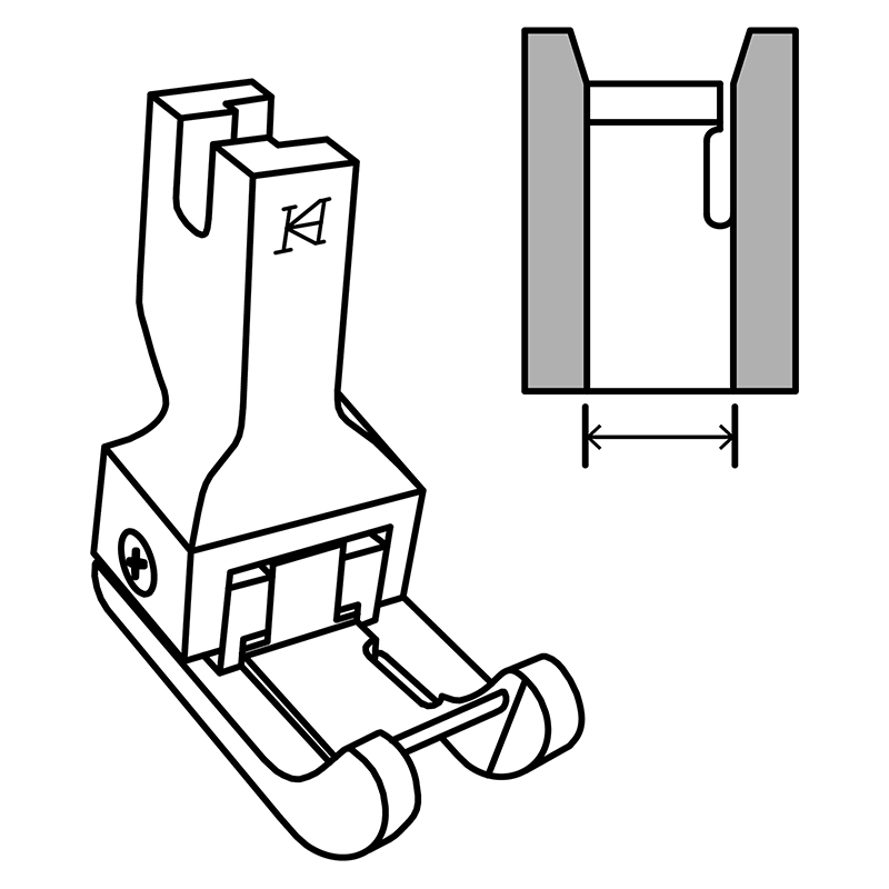 KZH Double Compensating Feet — Needle Feed Double Compensating Feet Needle Hole on Right *Only suitable for KN5550T-M5 + KF5550T-M5 or KN7200-M5 + KF7200-M5