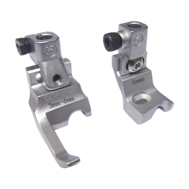 KH367PJR Piping Feet — Cording groove on the right of the needle.Groove position is adjustable in order to adjust the space between the needle and the cord.