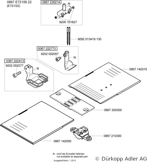 867-290040-70 Dürkopp Adler 2-Needle lockstitch flatbed longarm bottom feed, needle feed and alternating foot top feed sewing machine (0867 990103 070)