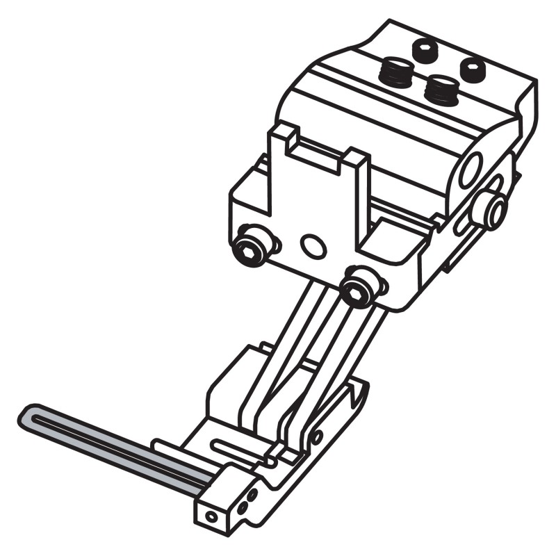 K2284GR Right Compensating Foot — Right Compensating Foot for Singer / Juki Zigzag Machine For tape/elastic attaching, tape guide is adjustable and removable. Height and pressure of each presser foot bases can be adjusted independently. Suitable for sewing different thickness fabrics simultaneously. Maximum Tape Size : 32mm Needle Hole Width : 10mm Pressing Width (Left Toe) : 12.5mm