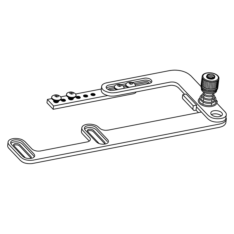 KA2210 Swing Bracket — Swing Bracket Install on the front slide plate, can be used with different attachments. Distance of installation screws: 65mm Suitable for machine: Juki: LH-3528, LH-3568, LH-4128, LU-1560, LU-2810A, LU-2260, LU-2210 Seiko: BBW-8BL, BEW-28BLE Pfaff: 2545, 1525, 1526 Brother: T-8420C, T-8450C Durkopp Adler: 267, 295, 467, 767, 827, 867, 1230i, 1767