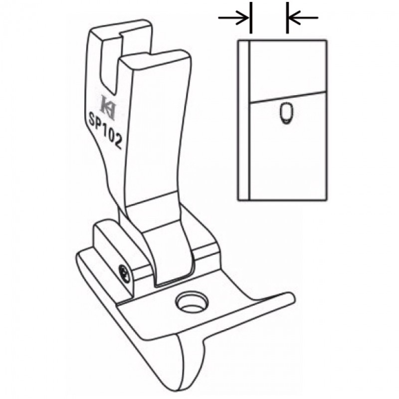 SP-102 Hemming Feet — Presser Feet for KHF102 Sleeves Attachment *Optional size: Space between guide and needle hole