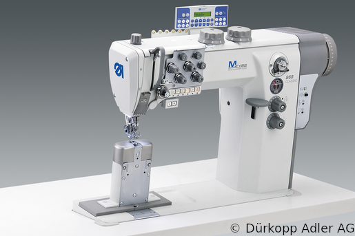 868-490322-M Dürkopp Adler 2-Needle lockstitch post bed bottom feed, needle feed and alternating foot top feed, integrated sewing drive sewing machine (0868 990250 010)