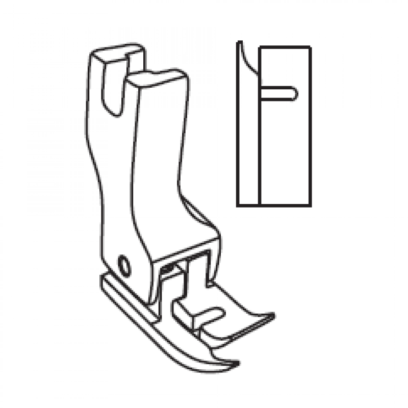 KP438-10L Guiding Foot — Its solid guide at the left hand side make the material can go straight easily. Suitable for Pfaff 438 and 938. Needle Hole : 9mm Pressing Width : 10mm
