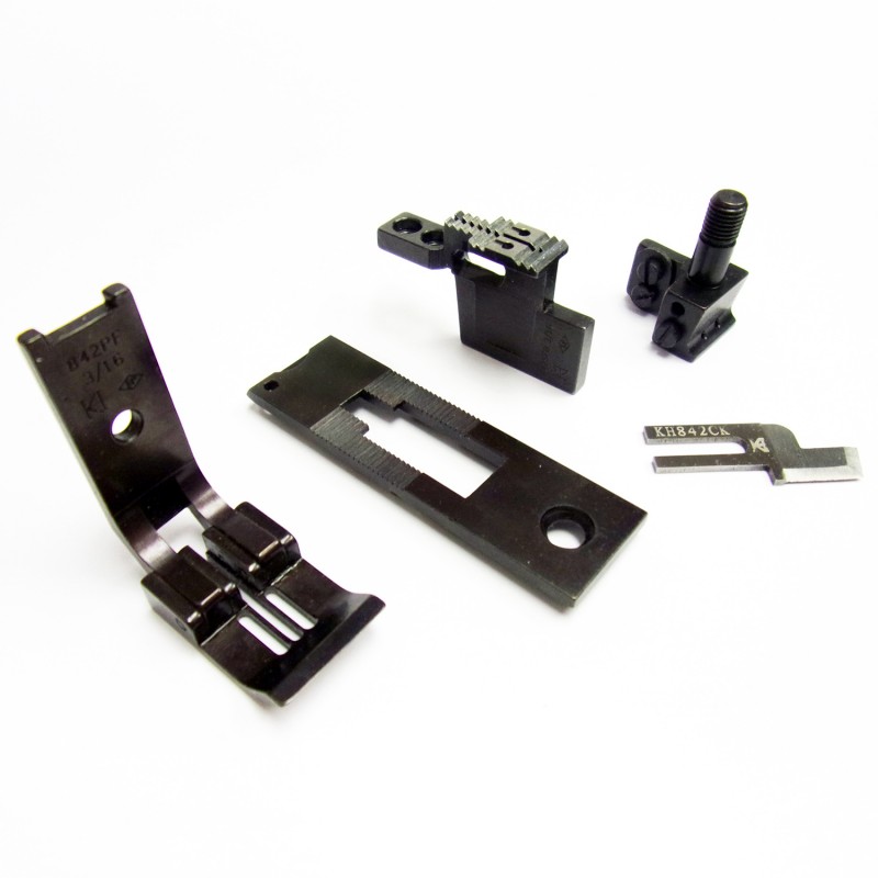 KH842S Gauge Set with Center Knife — Double Needle Standard Gauge Set with Center Knife (for Placket) Full set includes: Suitable for machine: