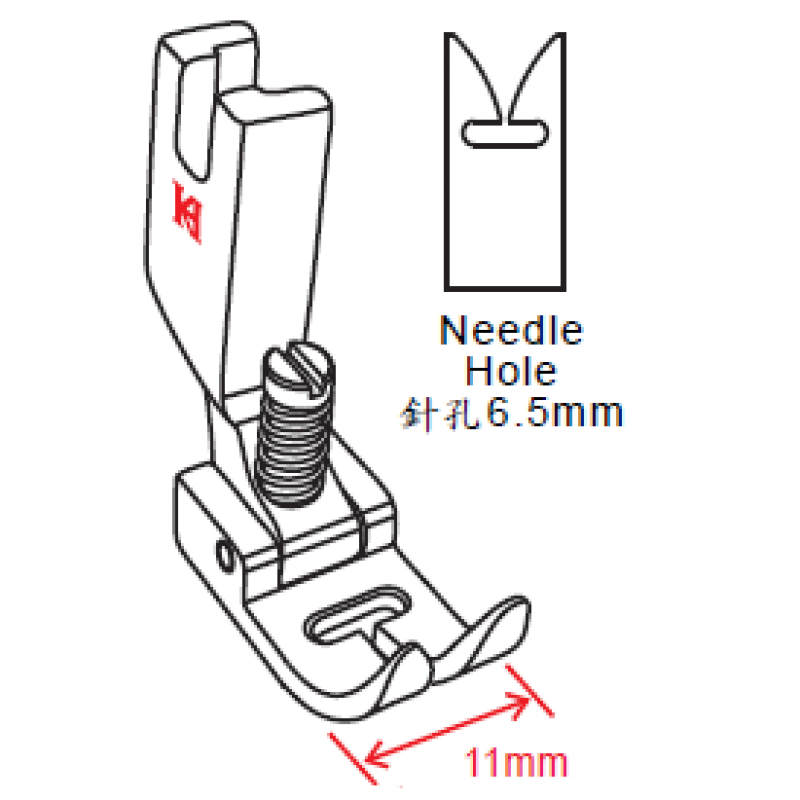 KP438-375 Presser Foot — Pfaff Zigzag Presser Foot Needle Hole Width : 6.5mm Pressing Width : 11mm