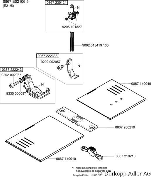 867-290040 Dürkopp Adler 2-Needle lockstitch flatbed bottom feed, needle feed and alternating foot top feed sewing machine (0867 990008 100)