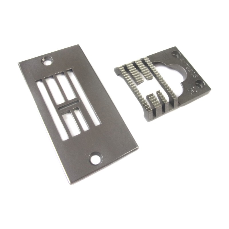 51768-SN Needle Plate + 417920-SN Feed Dog — Needle Plate and Feed Dog for Singer / Juki Zigzag Machine 51768-SN Needle Plate Needle Hole Size: 10 x 1.3mm 417920-SN Feed Dog Teeth Width : 17.5mm Teeth in Mid-row : 6T + 9T