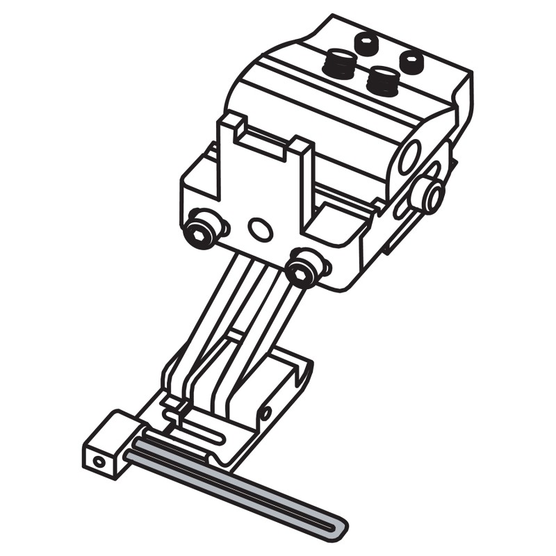 K2284GL Left Compensating Foot — Left Compensating Foot for Singer / Juki Zigzag Machine For tape/elastic attaching, tape guide is adjustable and removable. Height and pressure of each presser foot bases can be adjusted independently. Suitable for sewing different thickness fabrics simultaneously. Maximum Tape Size : 32mm Needle Hole Width : 10mm Pressing Width (Right Toe) : 12.5mm