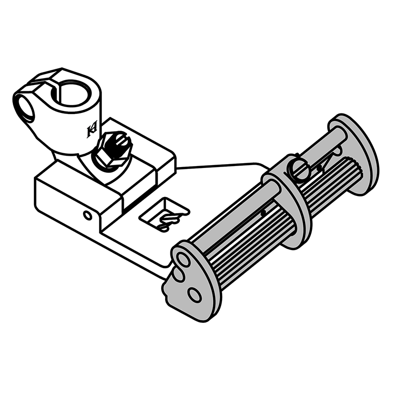 529ER Roller Guiding Foot — Tape Attaching Foot for Coverstitch Machine Adjustable Tape Roller Guide. Presser Bar Internal Diameter: 6.0mm Max. Elastic Tape Size: 37mm / 65mm