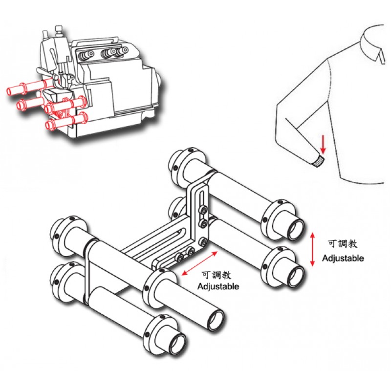 K5114 Elastic Stretcher (Overlock) — K5114 Bearing Elastic Stretcher For Elastic Sleeve Cuffs (Overlock Machine)