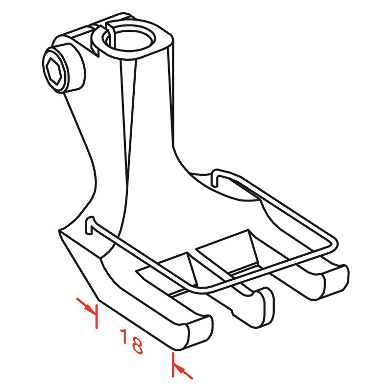 KP768YCO Guiding Foot — Fixed Guiding Foot with Short Toes Pressing length: 18mm