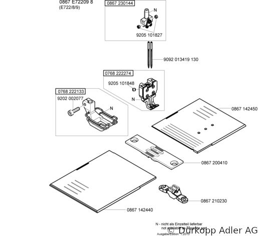 867-290040-70 Dürkopp Adler 2-Needle lockstitch flatbed longarm bottom feed, needle feed and alternating foot top feed sewing machine (0867 990103 068)
