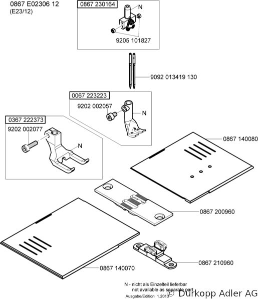 867-290040 Dürkopp Adler 2-Needle lockstitch flatbed bottom feed, needle feed and alternating foot top feed sewing machine (0867 990008 118)