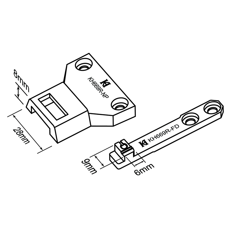 KH669R Needle Plate + Feed Dog — Raised, small size needle plate and feed dog set for Durkopp Adler 669 Max. stitch length : 9 mm Feed dog feeding Width : 6 mm