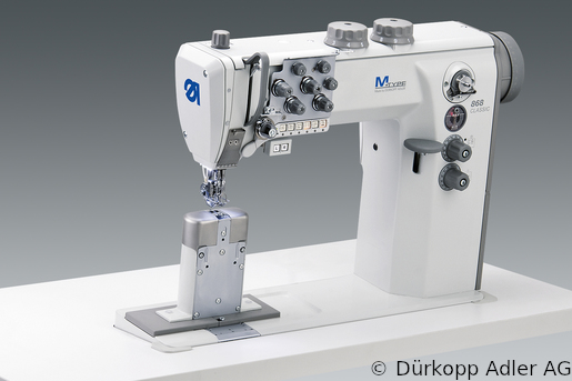 868-490322 Dürkopp Adler 2-Needle lockstitch post bed bottom feed, needle feed and alternating foot top feed sewing machine (0868 990050 003)