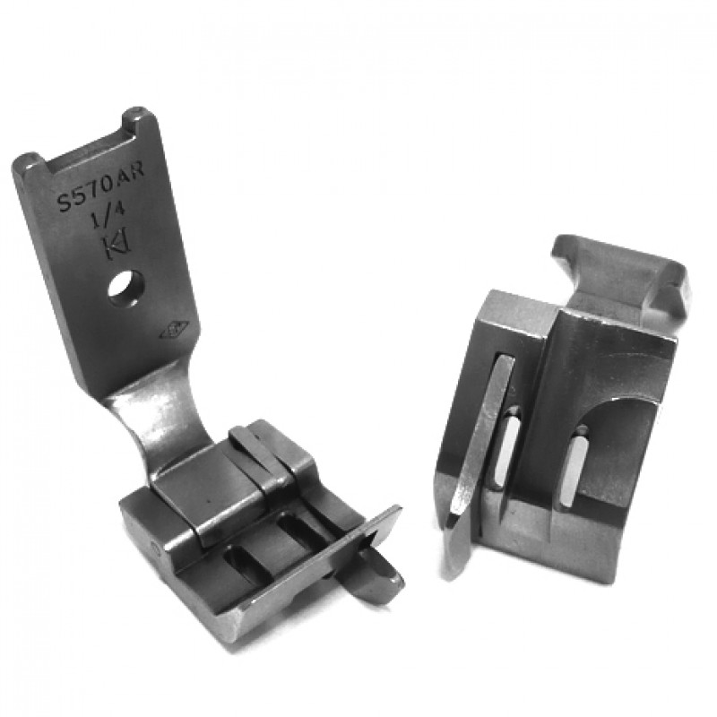 S570AR Curved Grooved Feet — Left Curved Grooved Feet with Right Compensating Guide * Gauge Set for Curved Tape Attaching *