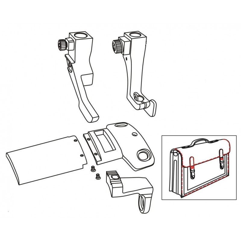 KH205RG-GS Gauge Set — Right guiding gauge set for Durkopp Adler 205-370 Full Set includes: *Options: The space between needle hole and right guide