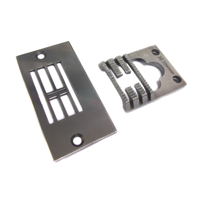 225-81409S Needle Plate + 225-81508S Feed Dog — Needle Plate and Feed Dog for Singer / Juki Zigzag Machine 225-81409S Needle Plate Needle Hole Size : 10 x 1.0mm 225-81508S Feed Dog Teeth Width : 17mm Teeth in Mid-row : 6T + 9T
