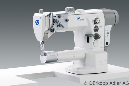 869-180020-M Dürkopp Adler 1-Needle lockstitch cylinder arm bottom feed, needle feed and alternating foot top feed, integrated sewing drive sewing machine (0869 990201 004)