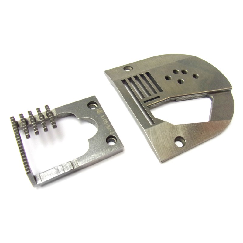210596A-5 Needle Plate + 210516A-5 Feed Dog — Binding Needle Plate and Feed Dog for Singer / Juki Zigzag Machine (5-roll) 210…