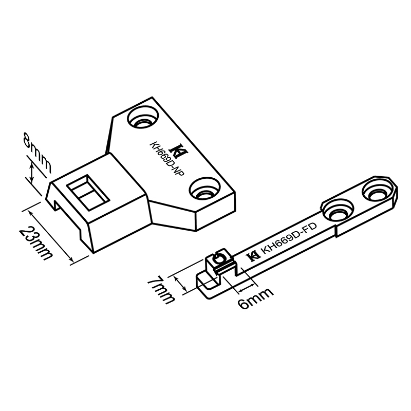 KH669D Needle Plate + Feed Dog — Raised, small needle plate and feed dog set for Durkopp Adler 669 Max. stitch length : 5 mm Feed dog feeding Width : 5.8 mm