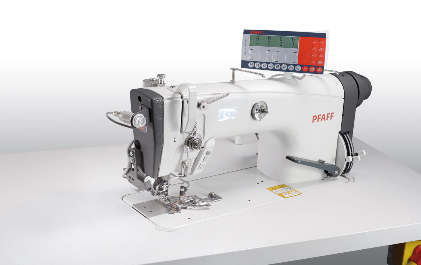 PFAFF 487 -19/19 Curved Hem  Высокоскоростная одноигольная швейная машина челночного стежка с плоской платформой, с нижним и дифференциальным верхним транспортером, предназначенная для подгибки краев сорочек и блуз