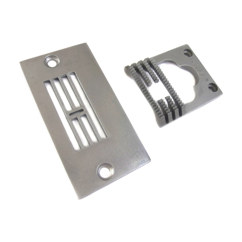 503733N Needle Plate + 503734N Feed Dog — Needle Plate and Feed Dog for Singer / Juki Zigzag Machine 503733N Needle Plate Needle Hole Width : 6.3mm 503734N Feed Dog Teeth Width : 13.5mm Teeth in Mid-row : 6T + 9T