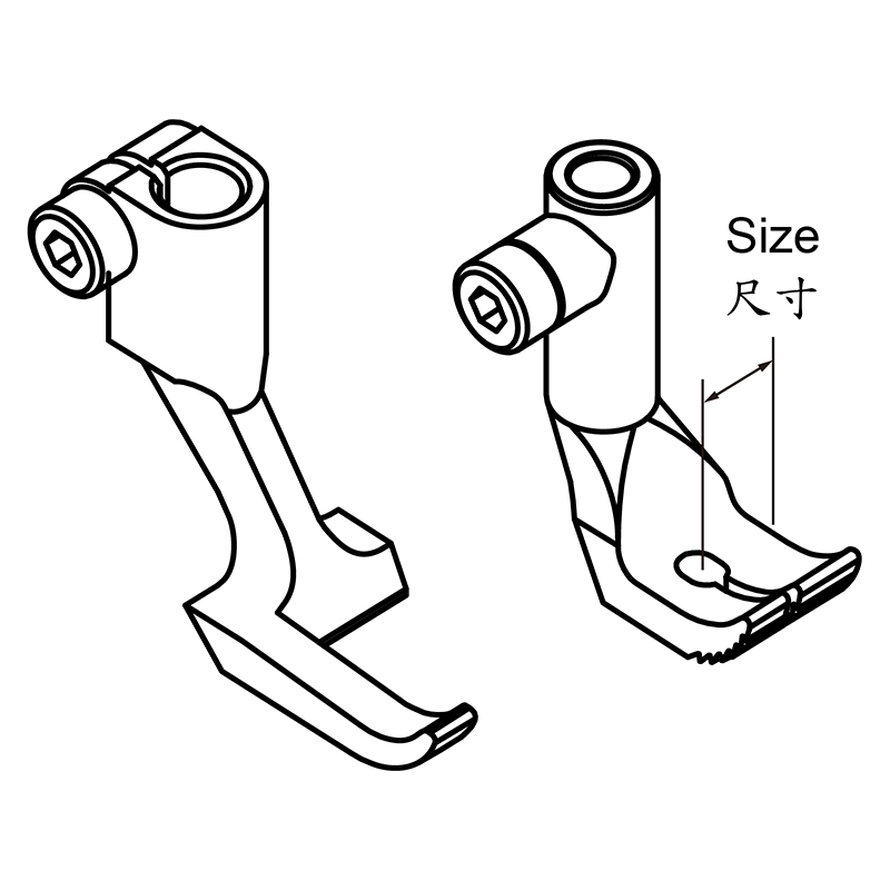 KP1525B Presser Feet — Presser Feet Set for Binding Working together with KH1525-NPB/FDB and KHF91045 Size options: Space between needle hole and right edge