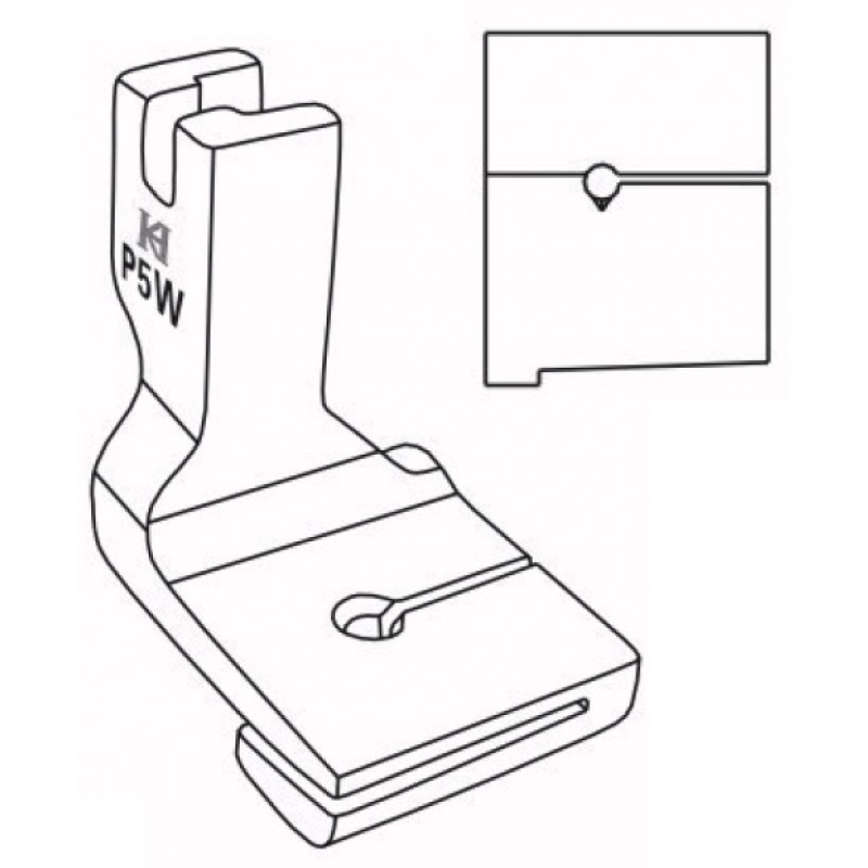 P5W Shirring Feet — Top Ply Joining Shirring Feet (Wide) Space from top ply edge to needle hole: 8mm