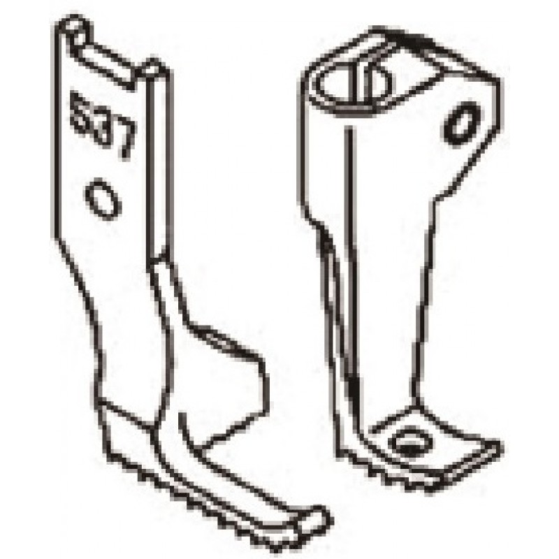 S537 Presser Foot + S538 Feeding Foot — Presser Feet Set with Up-feeding Spikes Presser Foot Width : 15.7mm Feeding Foot Width : 10.7mm Suitable for: