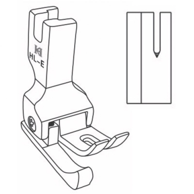 HL-E Left Wide Compensating Feet — Left Wide Compensating Feet for Heavy Duty/Cross Seam H Series 3 spring design, easy to handle the thick materials or cross seam. *Optional size: The space between needle hole and left guide.