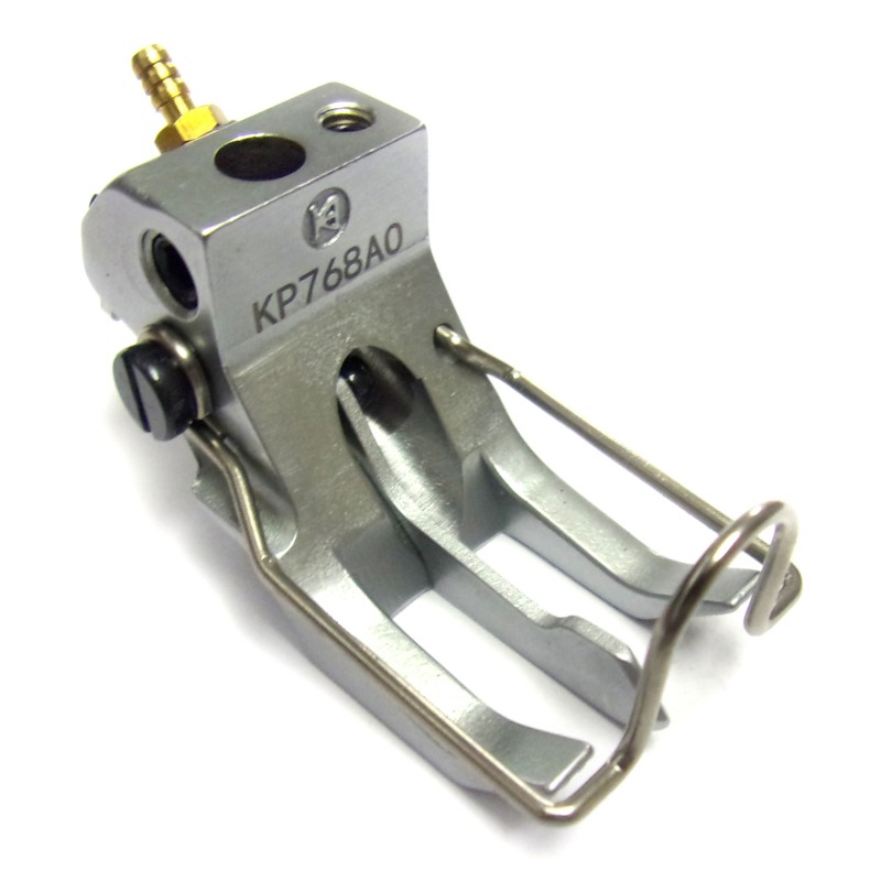 KP768AO Pneumatic Center Guide Foot — Pneumatic Center Guide FootPressing length: 15mmCan use with KP767-SI, KP768-I, KP768-HI feeding foot (inner foot).
