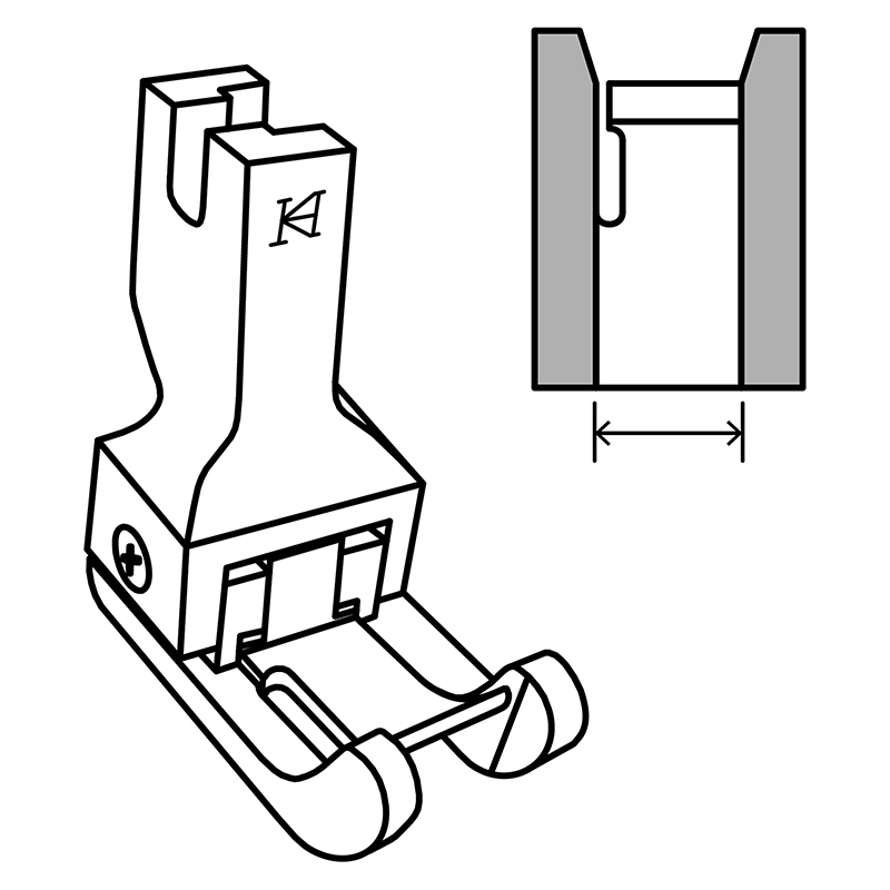 KZO Double Compensating Feet — Needle Feed Double Compensating Feet Needle Hole on Left *Only suitable for KN5550T-N5 + KF5550T-N5 or KN7200-N5 + KF7200-N5