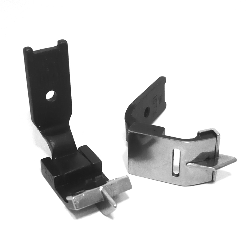 23768 Presser Foot with Center Guide — Presser Foot with Center Guide for Singer / Juki Zigzag Machine Center guide for open seam. Center guide is adjustable and removable. Needle Hole Width : 10mm Presser Foot Width : 16.5mm
