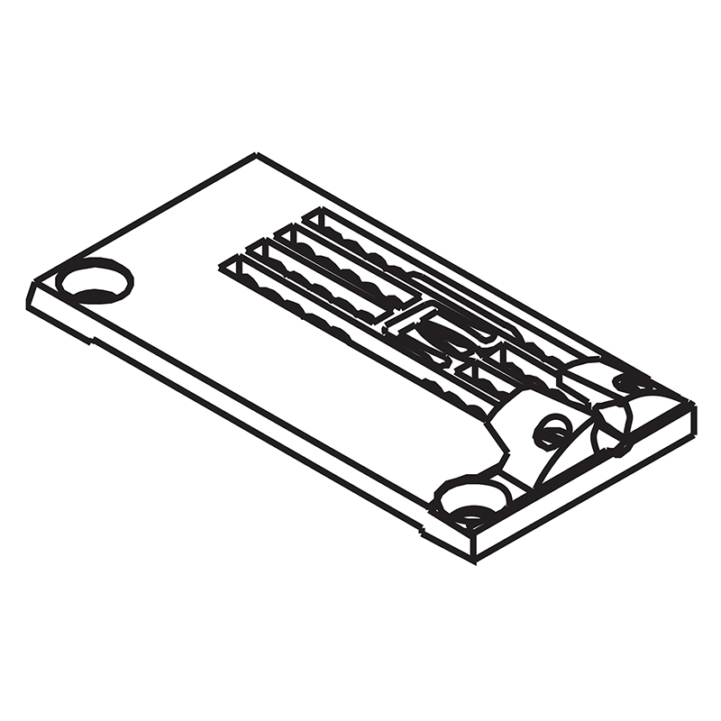 S08723-001C Needle Plate with Fabric Guide — Needle Plate with Fabric Guide for Brother Coverstitch Machine Fabric guide is adjustable and removable. Suitable for machine: