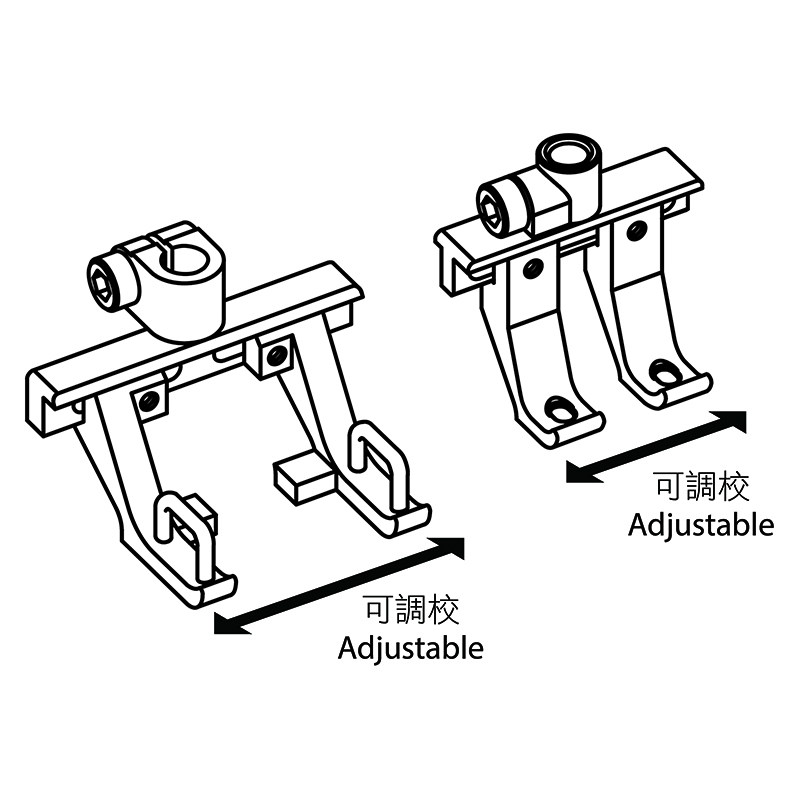 KP767ZPD Zipper Feet — Zipper Feet Set Needle space is adjustable, suitable for different zipper heads. Toes of outer and inner presser foot are removable independently, for single or double needle sewing. Can sew left and right sides simultaneously, or only sew left/right side. Needle Space : 8 ~ 28mm Inner Foot Width : 7.6mm