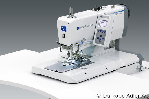 581-321 Dürkopp Adler 1-Needle two thread-chainstitch CNC-controlled buttonholer Clamp- or dog bottom feed and/or clamp-, dog- oder rail top feed (0581 990006 009)