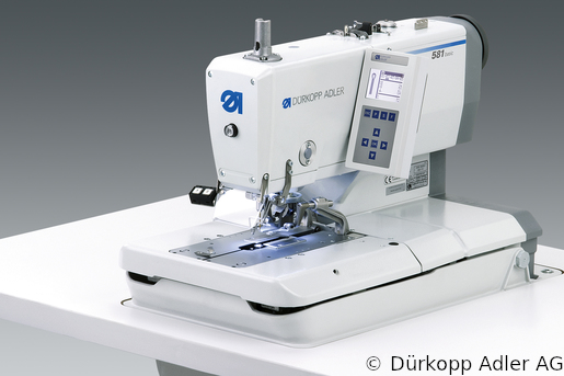 581-151 Dürkopp Adler 1-Needle two thread-chainstitch CNC-controlled buttonholer Clamp- or dog bottom feed and/or clamp-, dog- oder rail top feed (0581 990004 003)