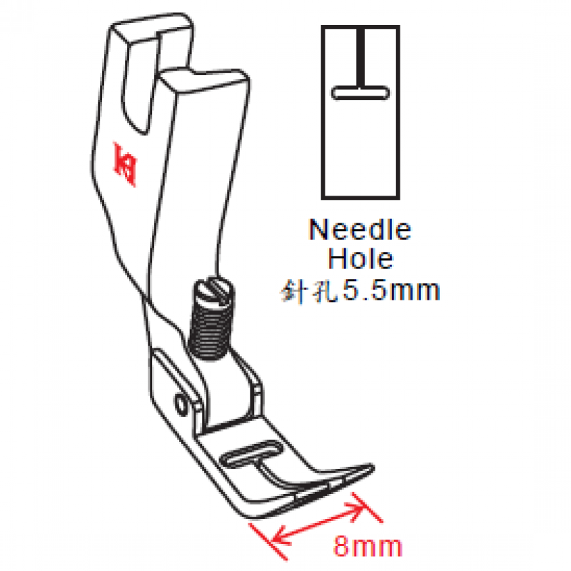 KP438-086 Presser Foot — Pfaff Zigzag Presser Foot Needle Hole Width : 5.5mm Pressing Width : 8mm