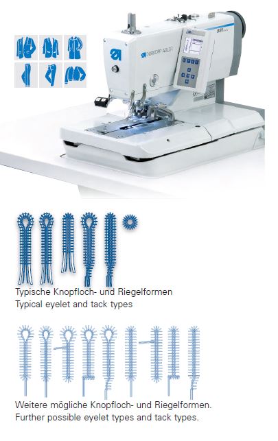 Durkopp Adler 581 Петельный автомат двухниточного цепного стежка для изготовления петель с глазком, с технологией ЧПУ